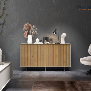 Aparador/Mueble Auxiliar Texturizado: Fusión Nórdica y Contemporánea