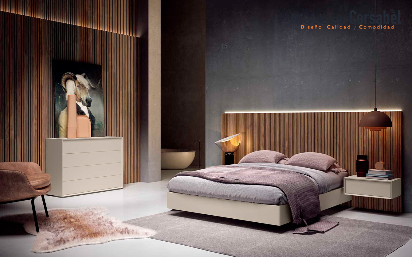 Dormitorio “Línea Serena” – Elegancia minimalista con cabecero acanalado