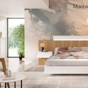 Dormitorio “Blanco Nórdico” – Pureza moderna con cabecero acanalado