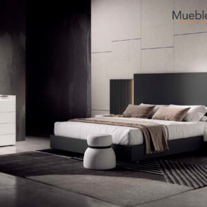 Dormitorio “Noir Elegance” – Contrastes modernos en negro y blanco