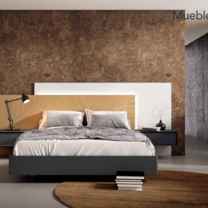 Dormitorio “Nordic Graphite” – Contraste elegante en madera y gris antracita