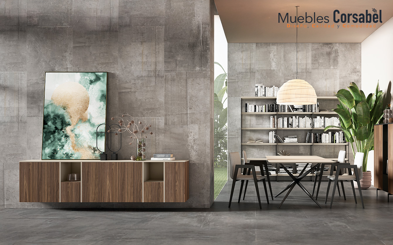 Mueble Auxiliar Flotante/Aparador CU-19: Estilo Texturizado y Suspendido