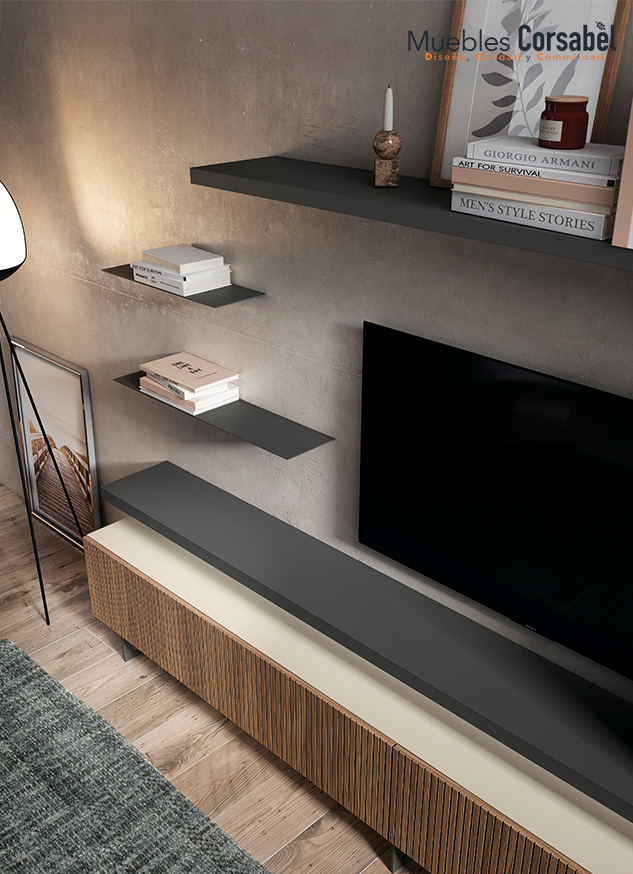 Composición Modular de Salón Boreal: Textura Cálida y Minimalismo Funcional