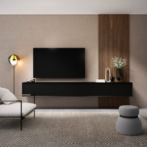 Mueble de Televisión Suspendido Minimalista: Lujo en Oscuro Mate