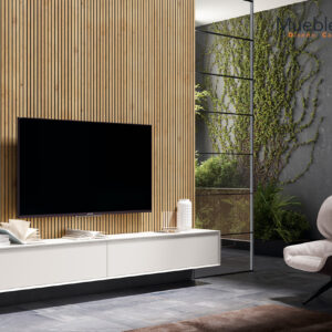 Mueble de Televisión Suspendido Minimalista: Luminosidad y Organización
