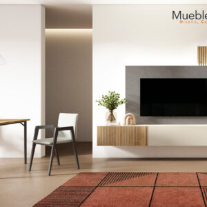 Composición de Salón Modular: Calidez Textural y Minimalismo Flotante