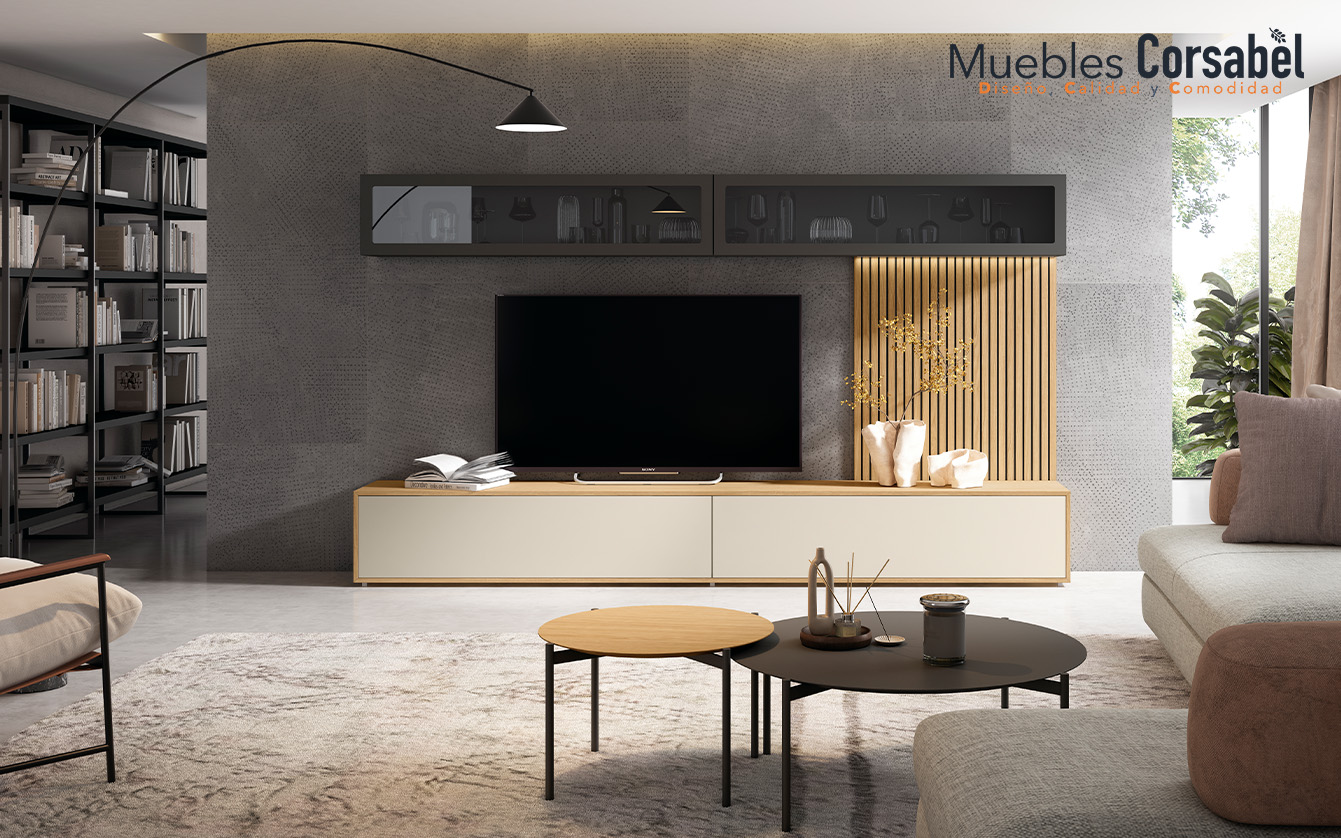 Composición de Salón Modulable: Armonía, Calidez y Contraste