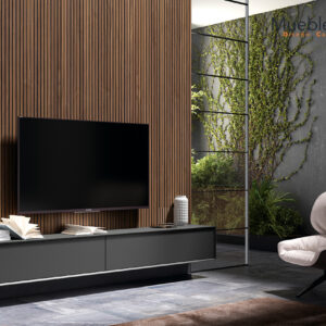 Mueble de Televisión Suspendido Minimalista: Sofisticación en Grafito