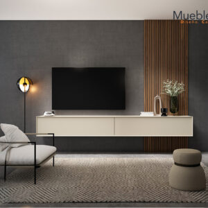 Composición de Salón Minimalista: Equilibrio Cromatico y Calidez Flotante