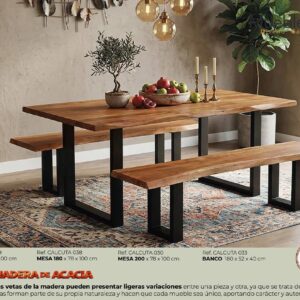 Conjunto India Acacia Mesa y Bancos